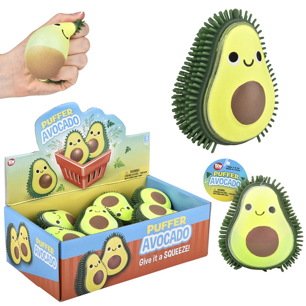 Avocado Family - Set of 3 Puffer Fruit Air- Filled Squeeze Stress