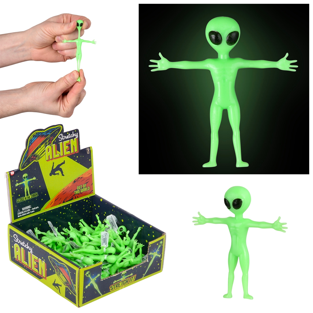 (T) 2.25" Glow In Dark Stretchy Alien 48ct