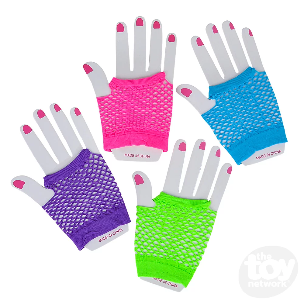 Neon Fishnet Wrist Gloves, Female