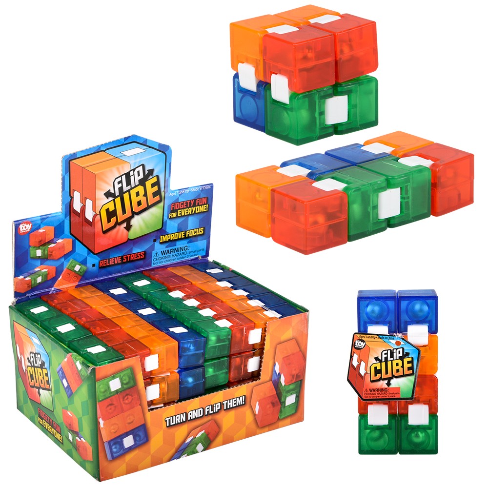 Set of 2 Wood Fidgets - Bendy Snake and Cube Puzzle Fidget Toy