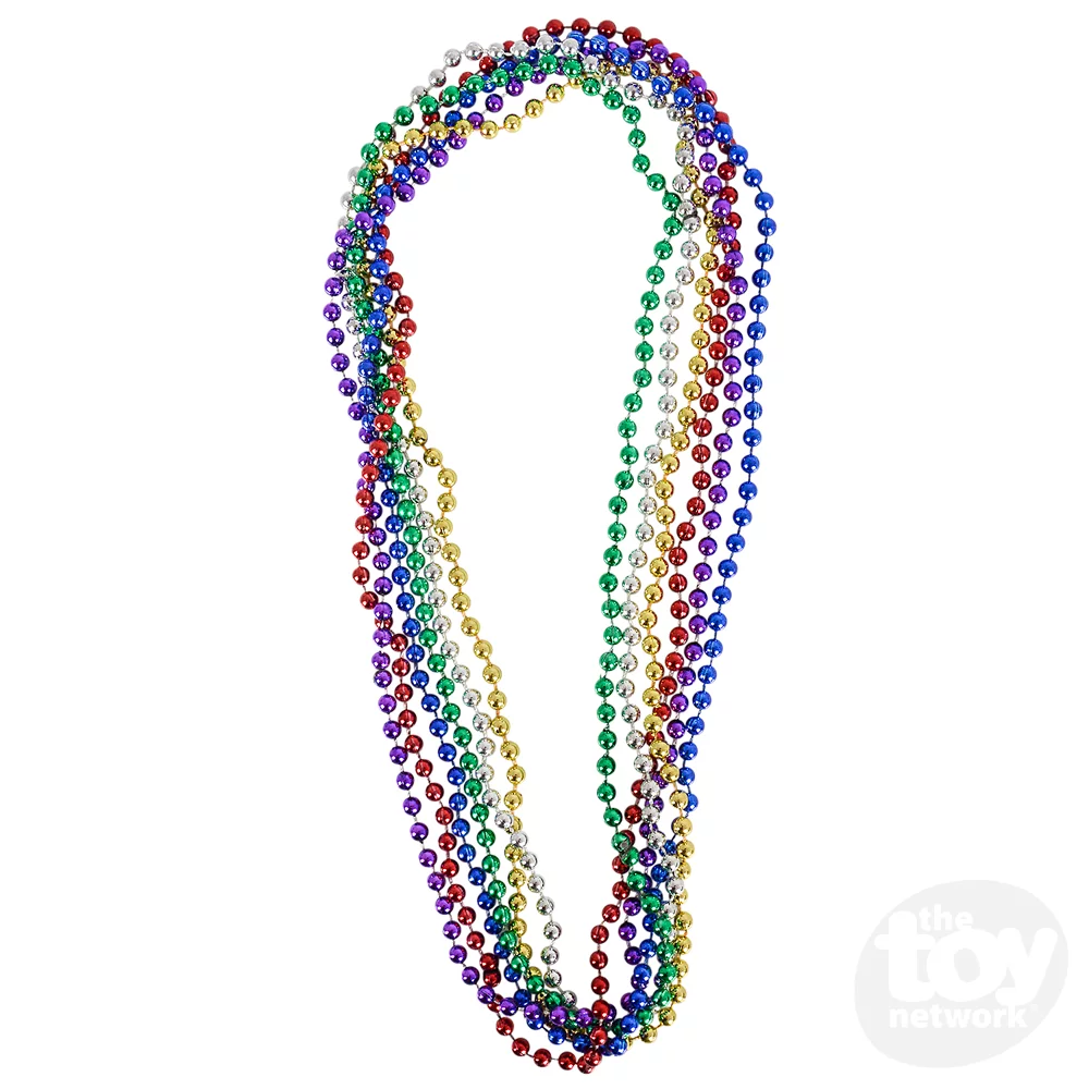 Mardi Gras Spot 6D336Col 33 Inch 07Mm Round Metallic 6 Color Mardi Gras  Beads - 6 Dozen (72 Necklaces)