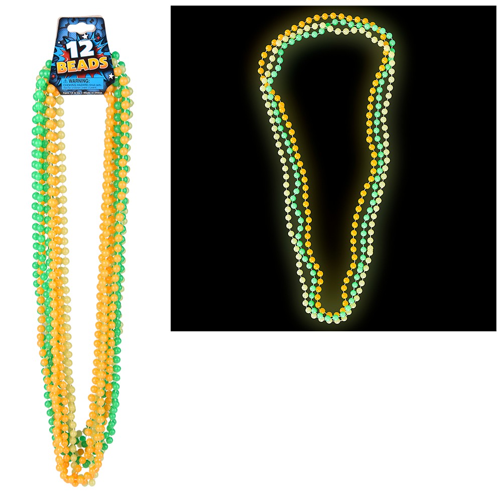 Glow In The Dark Beads, 33, 7.5mm, Unisex, Mardi Gras