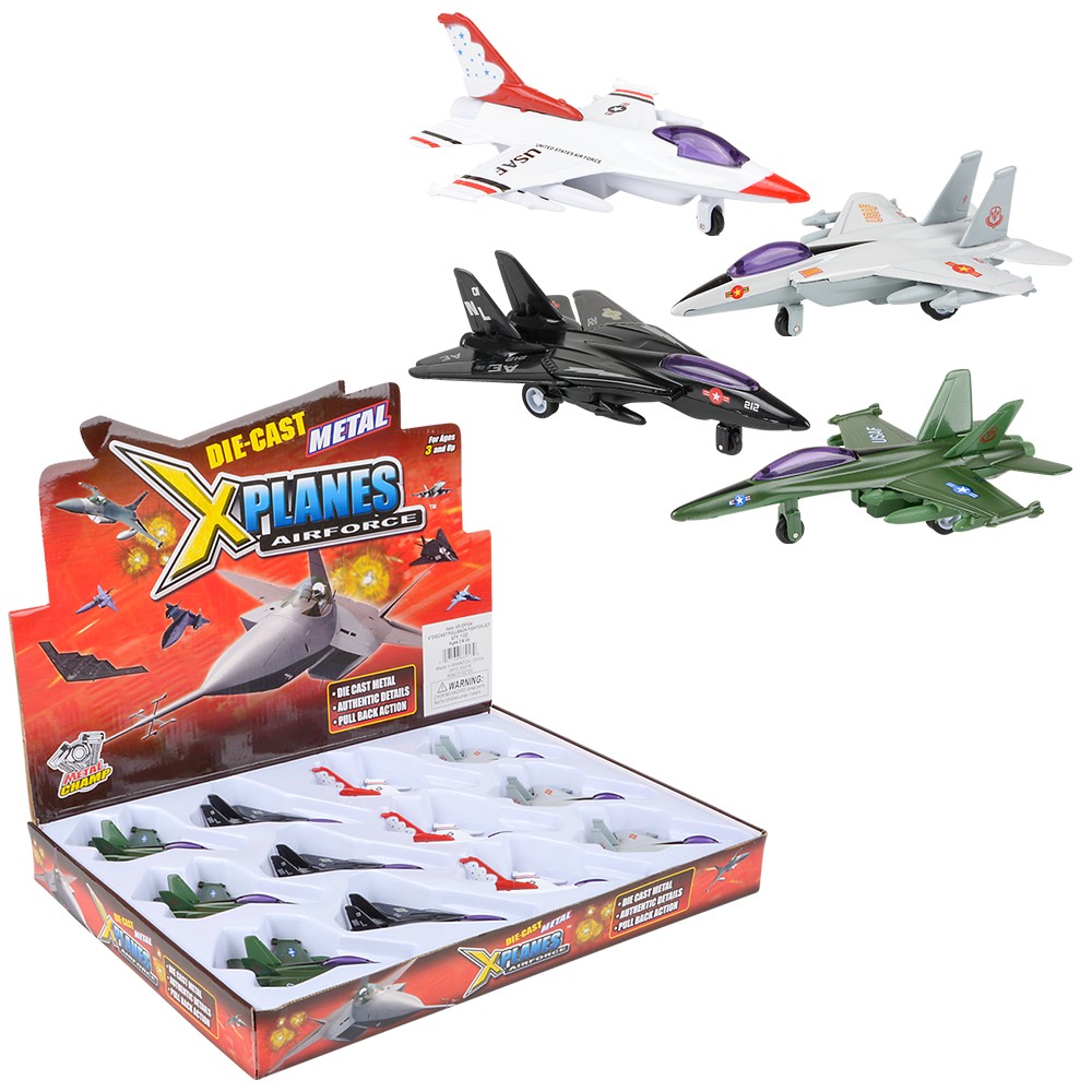 United Sates Air Force 4-Pack Toy Jet Squadron Die Cast Airplanes, Pull  Back Military Fighter Jets, Diecast Air Plane Models
