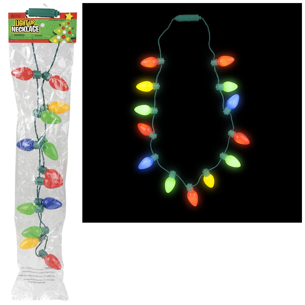 Light Up Christmas Bulb Necklace 25"